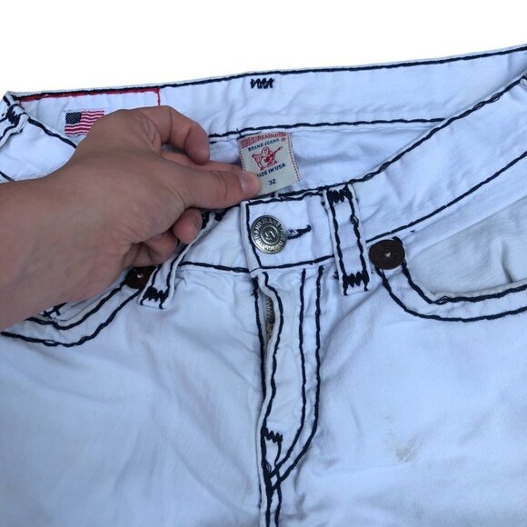 Vintage True Religion Jeans Size 32 RICKY SUPER T White Black Stitch - Picture 5 of 12